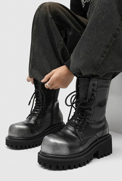 12cm UP ハイボリュームシルバーコンバットブーツ