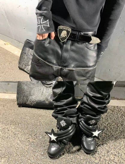 スタッズ　レザープラットフォーム　スニーカー