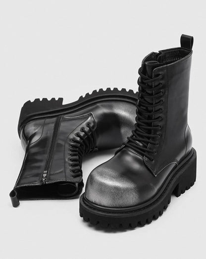 12cm UP ハイボリュームシルバーコンバットブーツ
