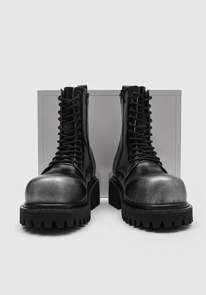 12cm UP ハイボリュームシルバーコンバットブーツ